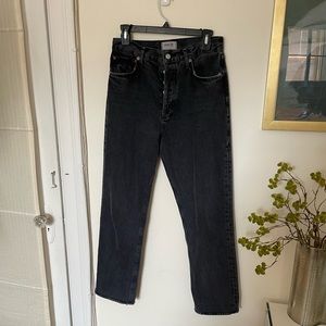 AGOLDE high rise crop straight leg jean faded black grey 28
